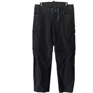 KUHL Pants Womens Sz 10 Convertible Black Blue Stitch Zip Off Leg Camp Hike Gorp